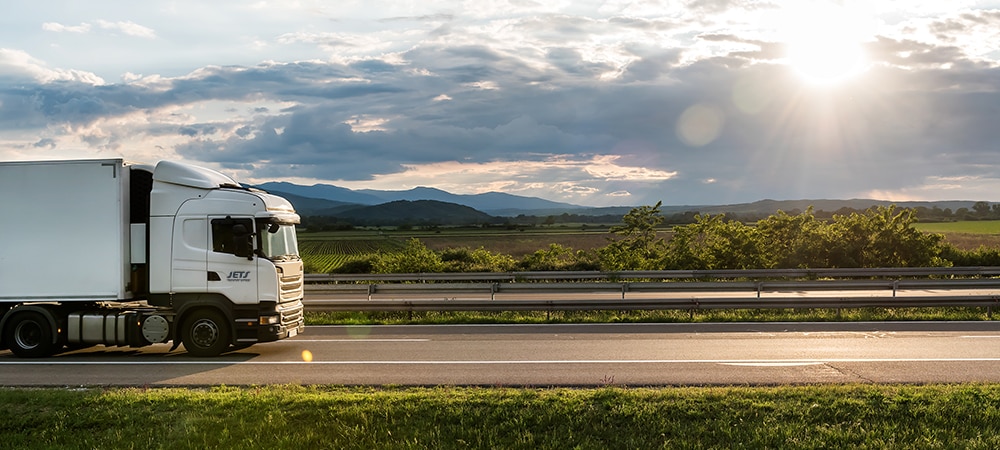 JETS Transport truck driving on the highway